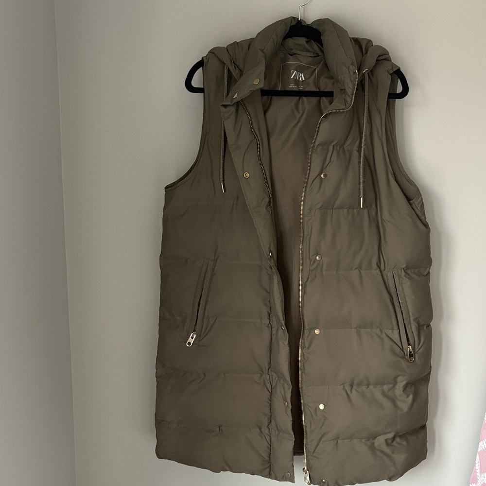 Zara Olive vest with Hood